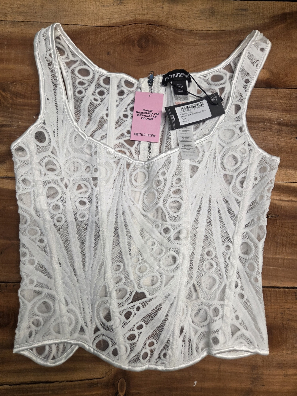 PrettyLittleThing White Lace Cutout Camisole